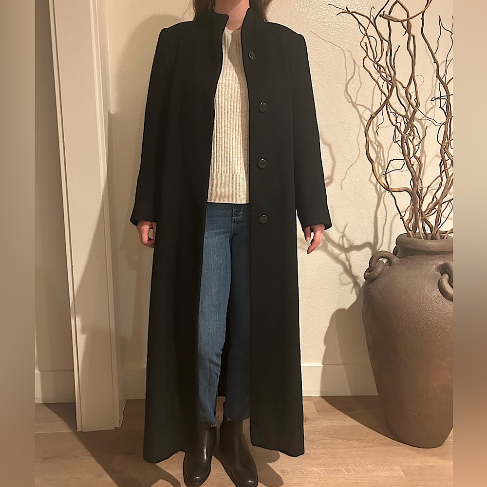 Fleurette 100% Cashmere Black Maxi Length Coat 8